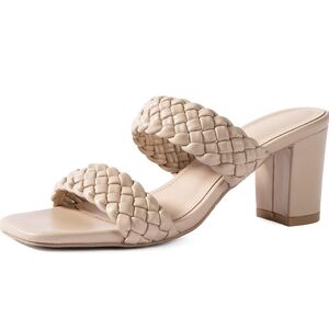 NWOT nude braided heels